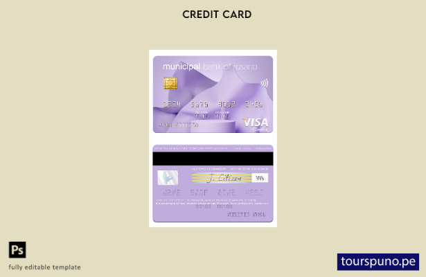 Plantilla de tarjeta visa del Banco Municipal de Rosario de Argentina lista para